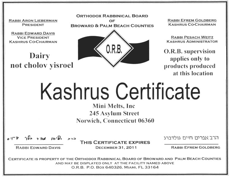 Kosher Certificate